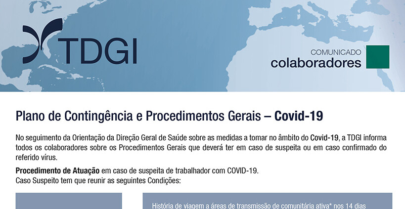 COVID 19 - Plano de contigência e procedimentos
