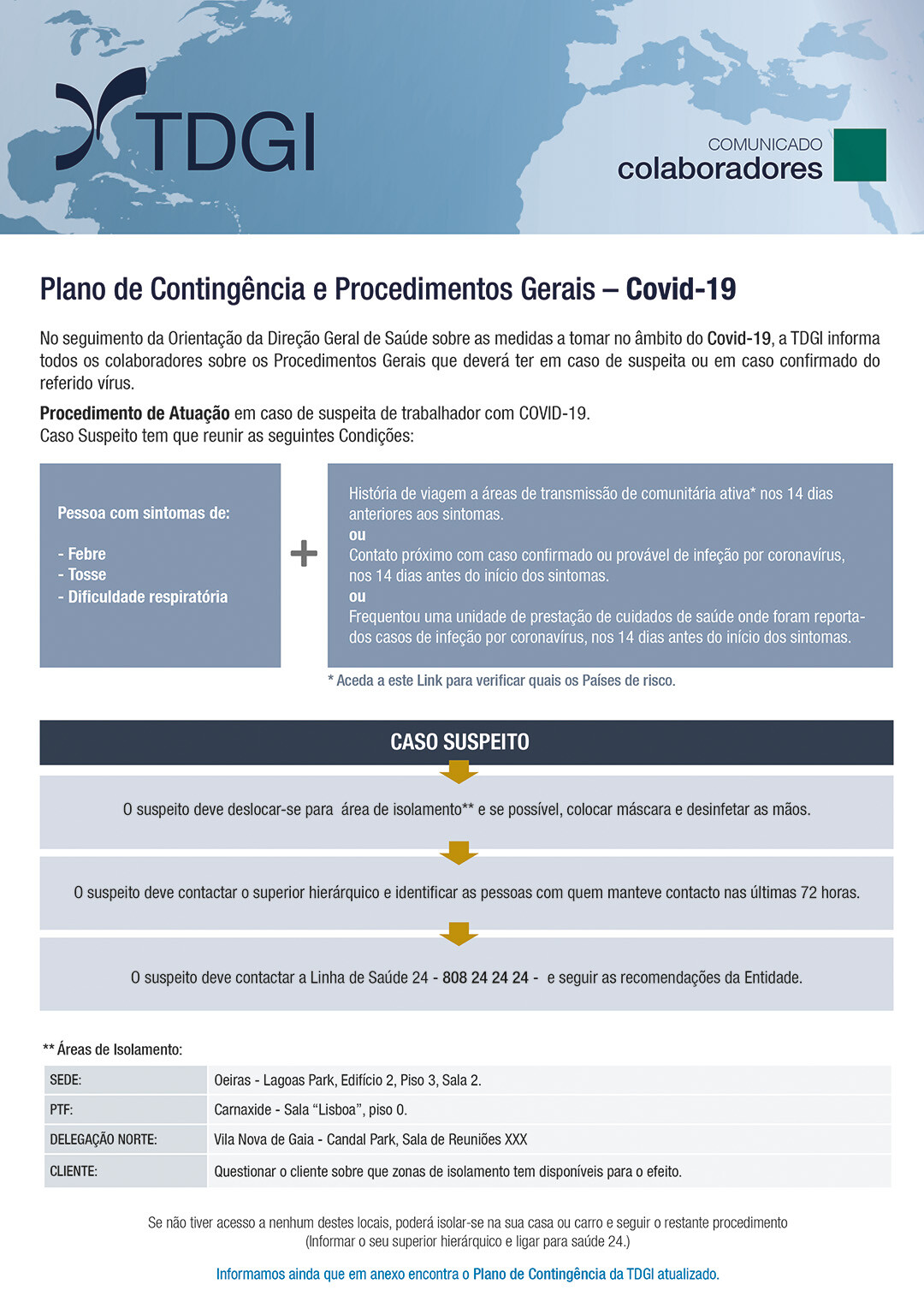COVID 19 - Plano de contigência e procedimentos